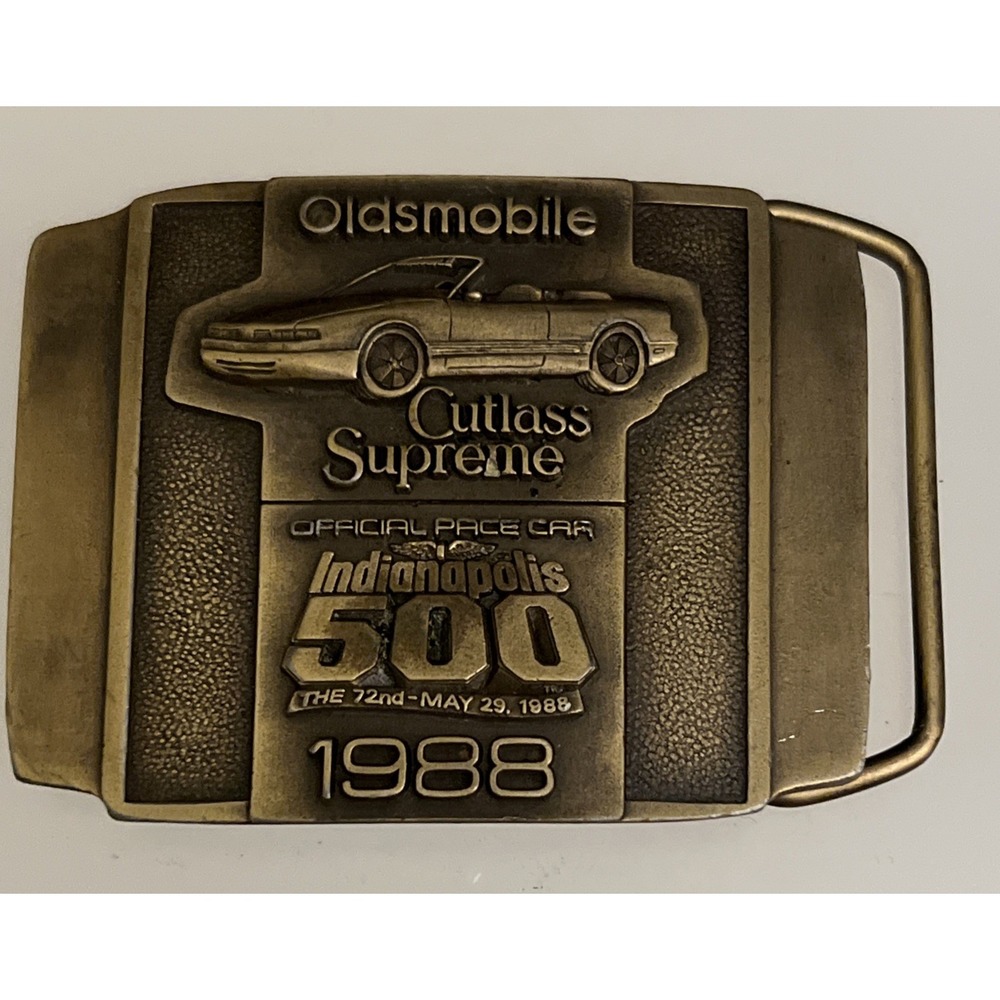 1988 Indianapolis 500 Oldsmobile Cutlass Supreme Pace Car Brass Belt Buckle